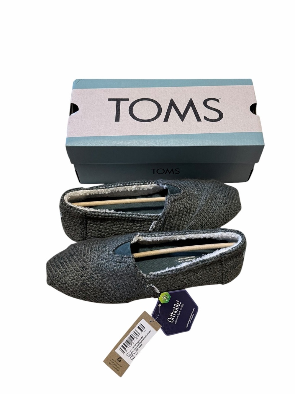 🌟🌼NIB TOMS Knit Slip-On Shoes in Heathered Gray-Green. - Picture 6 of 11